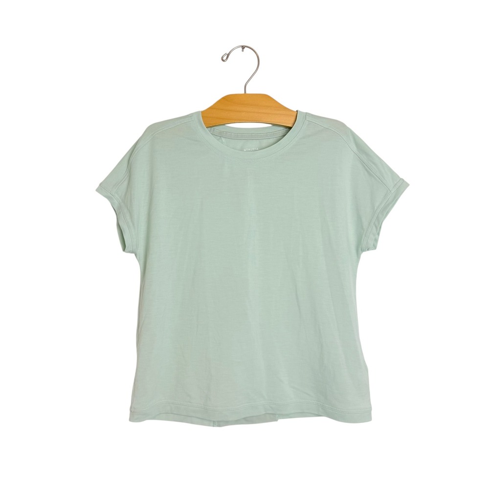 Athleta Girl Back At It Tee Mint Green Split Back Mesh Active Top Kids Size S 7
